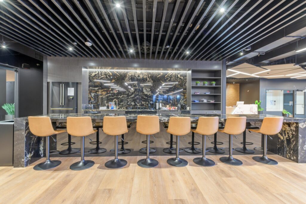 Coffee bar seating at STAK Space, 1920 Broadway, Oakland