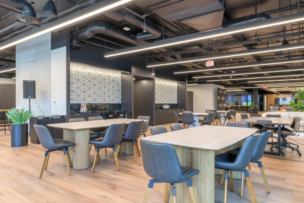 Collaboration tables at STAK Space, 1920 Broadway, Oakland