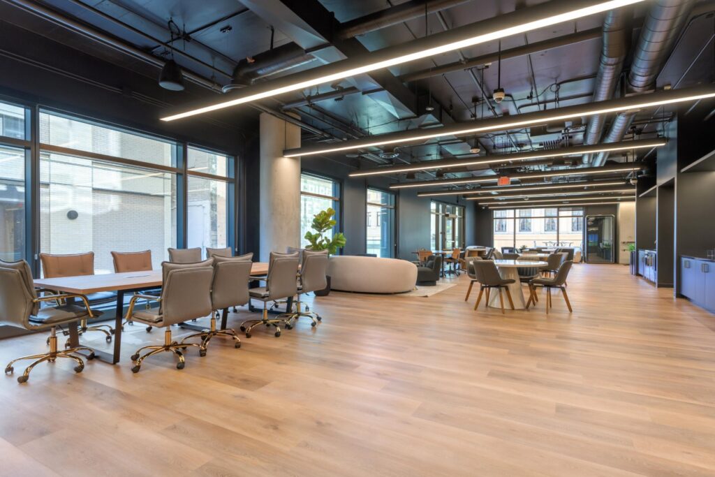 Coworking floor with window light at STAK Space, 1920 Broadway, Oakland
