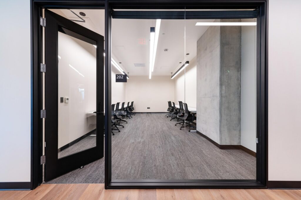Entrance to a private team suite at STAK Space, 1920 Broadway, Oakland