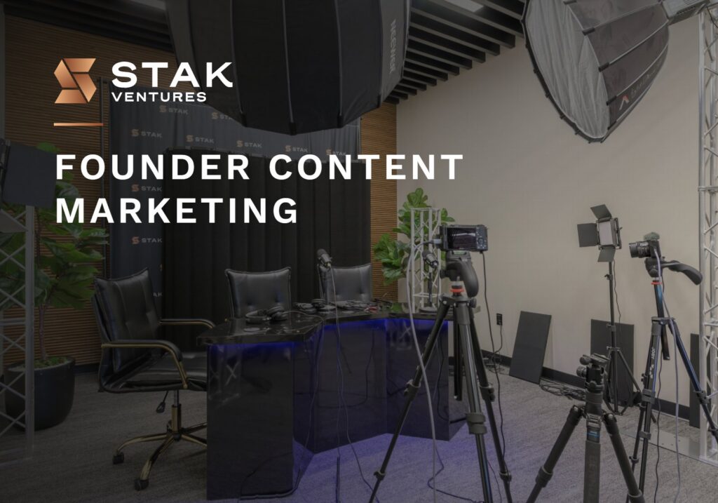 Founder content marketing: podcast studio set with lighting at STAK Space, 1920 Broadway, Oakland