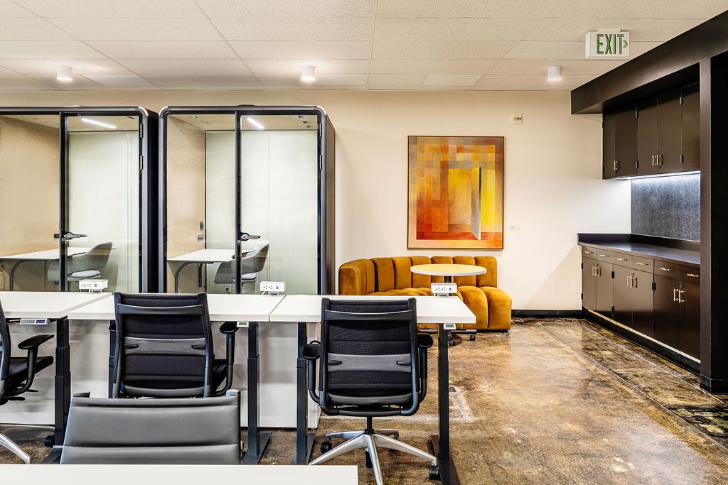 Hot desks and phone booths at 1950 Franklin in Oakland