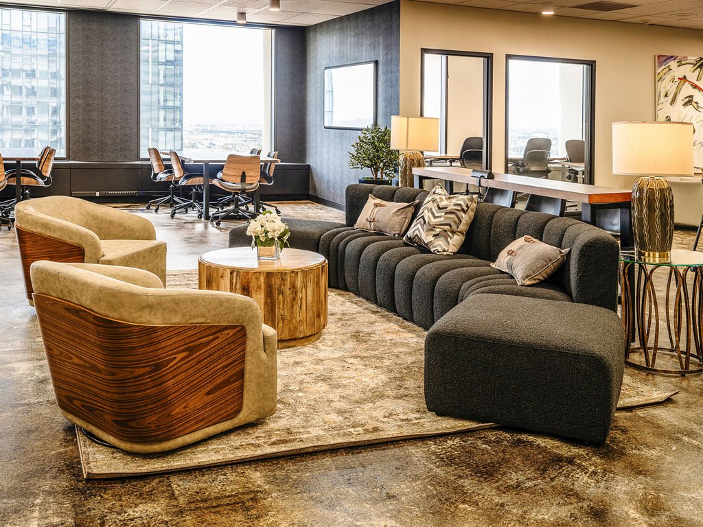 Lounge with sofas at 1950 Franklin in Oakland