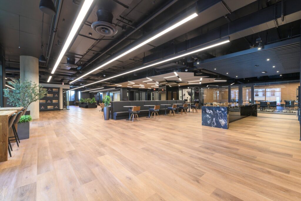 Open coworking floor at STAK Space, 1920 Broadway, Oakland