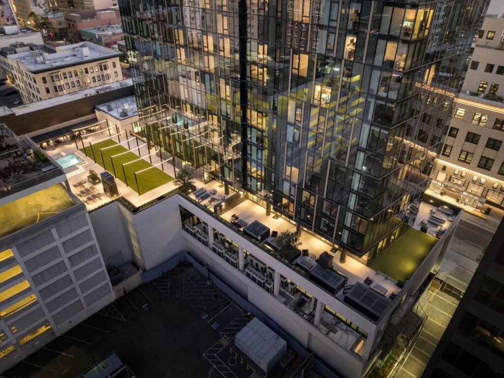 Podium courtyard at 1900 Broadway from above