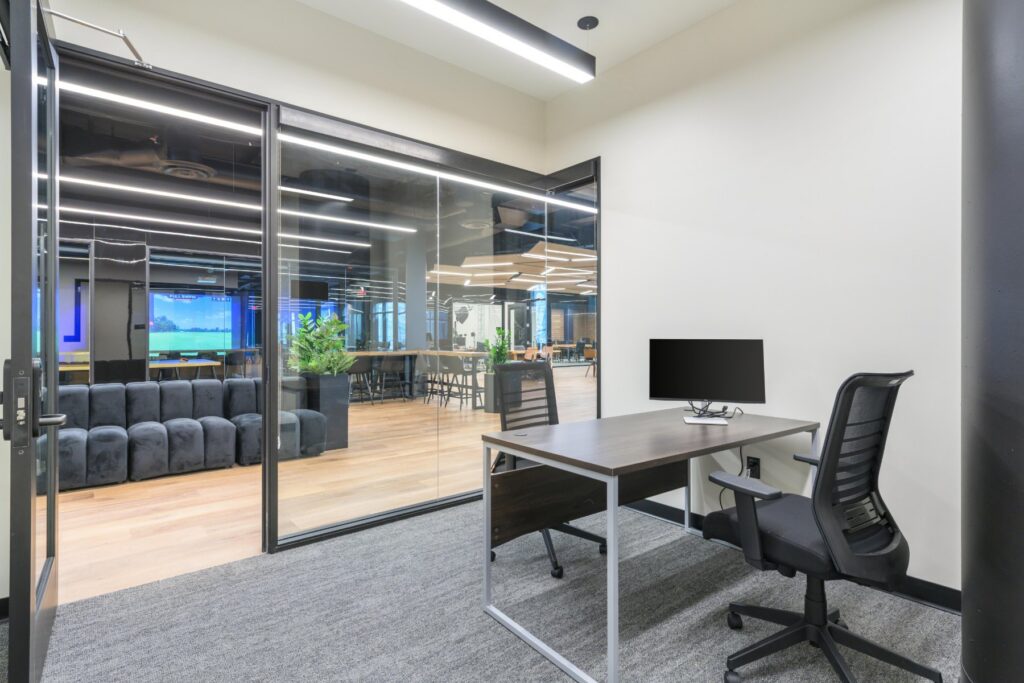 Private office with workstation at STAK Space, 1920 Broadway, Oakland