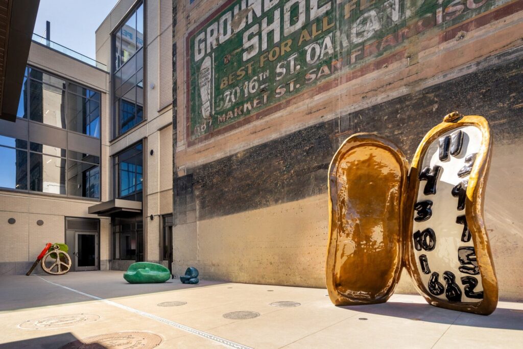 Sculptures outside 1900 Broadway in Uptown Oakland