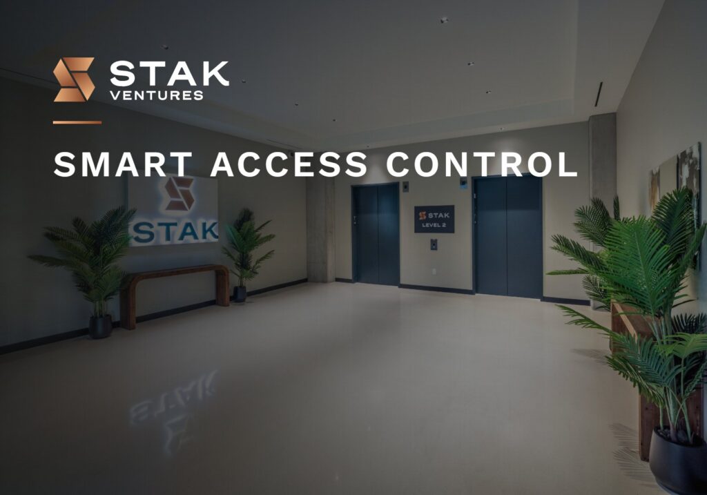 Smart access control: sTAK Space entry lobby at 1920 Broadway, Oakland