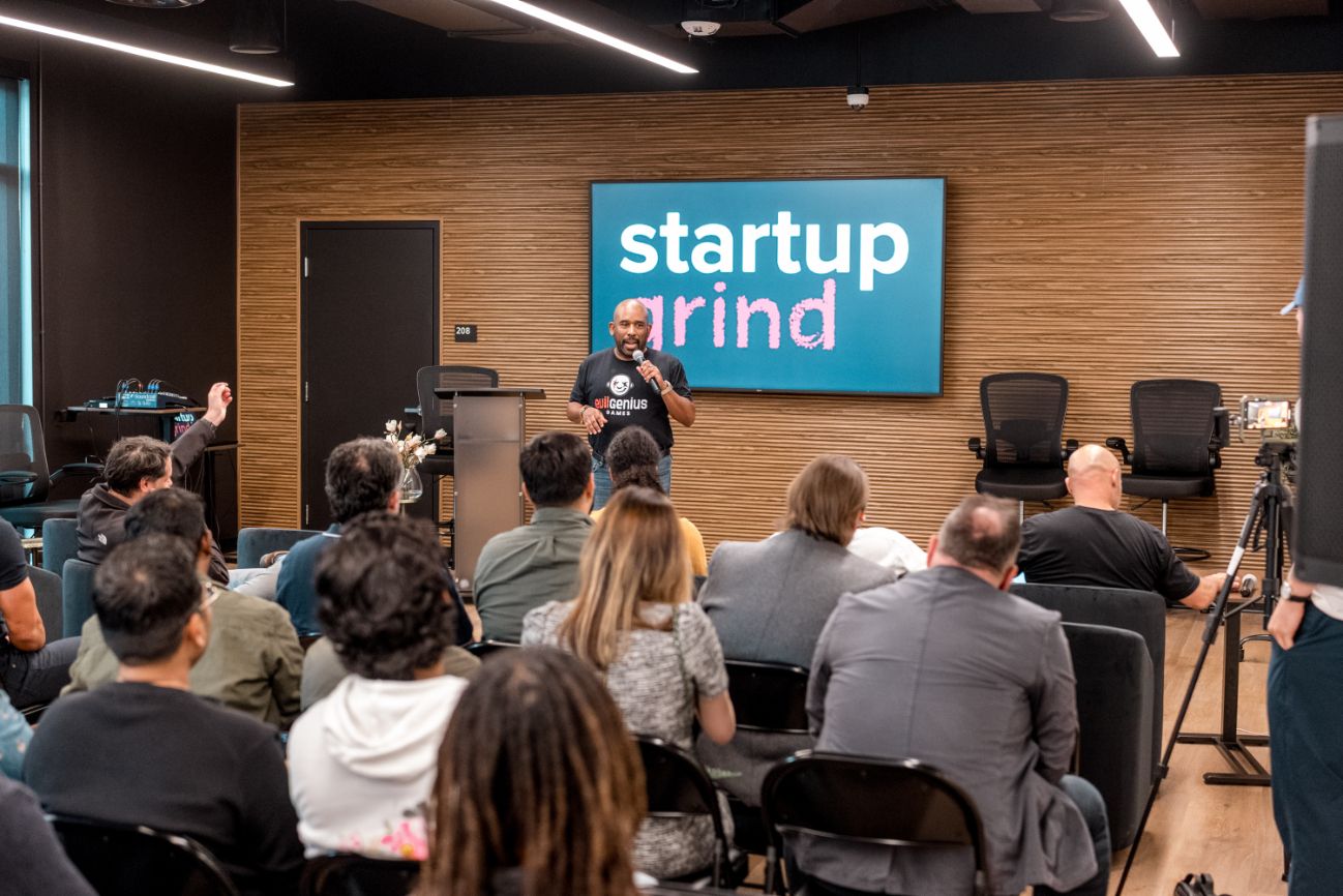 Founder presenting at a STAK Ventures demo day