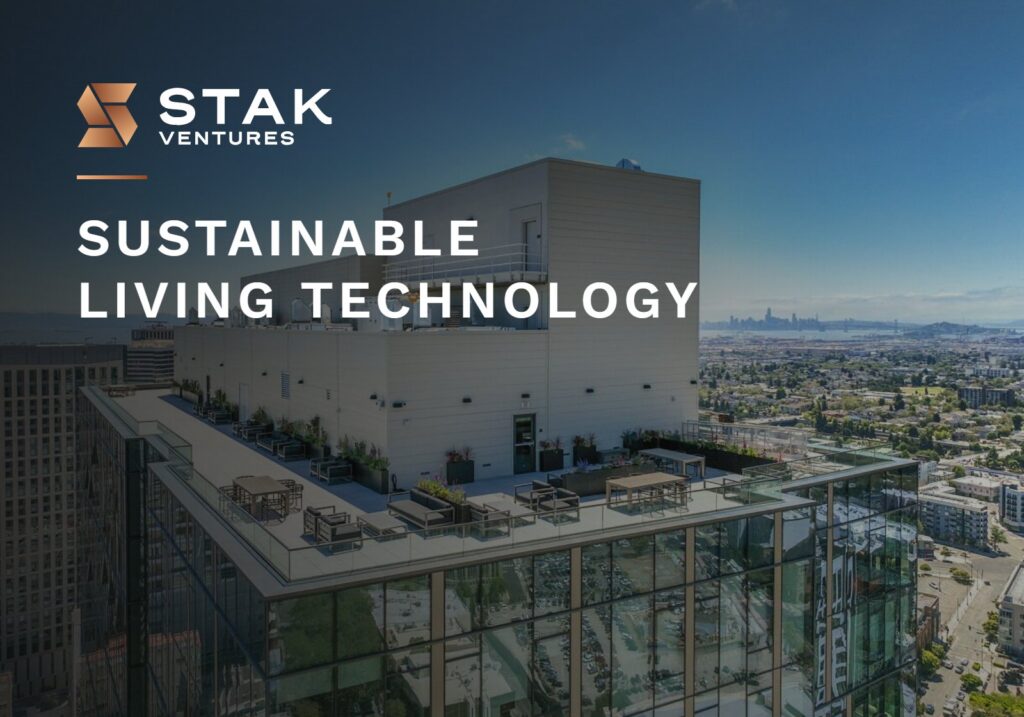 Sustainable living technology: rooftop terrace overlooking Oakland at 1900 Broadway in Oakland