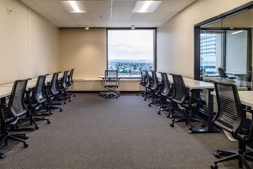Training room with lake views at 1950 Franklin in Oakland
